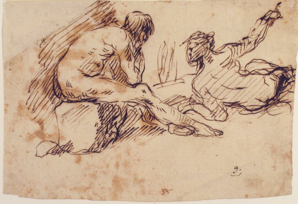Two Nude Male Figures, One Seated and One Reclining MET 17.236.12