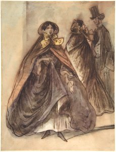 Two Women and a Man with a Top Hat and a Monocle MET DP806719