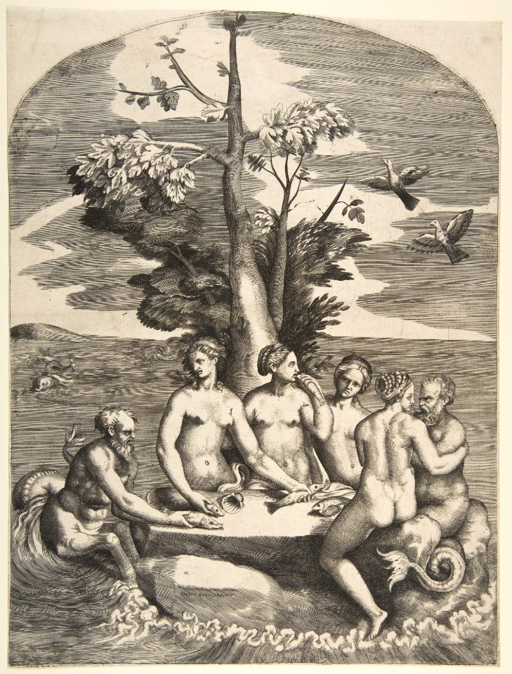 Two sea gods accompanied by four nymphs MET DP812769