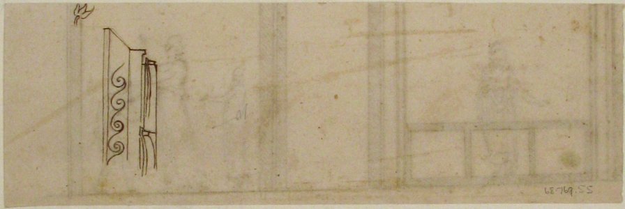 Unidentified building, ceiling or wall, painted frieze or decorative panels (recto) Unidentified building, cornice (verso) MET 68.769.55verso