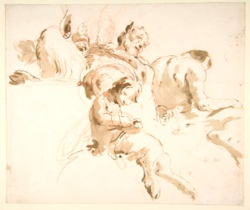 Two Seated Satyrs and a Child Satyr MET DP811899