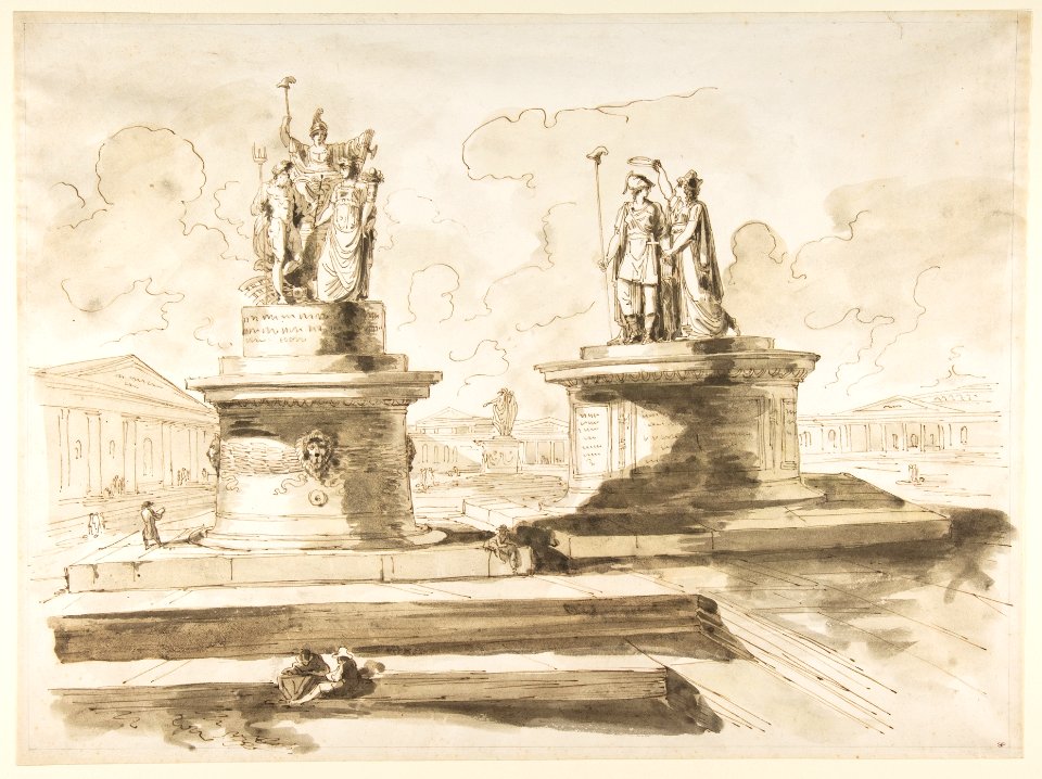 Two sculptures on pedestals MET DP815420
