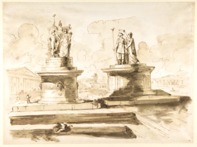 Two sculptures on pedestals MET DP815420