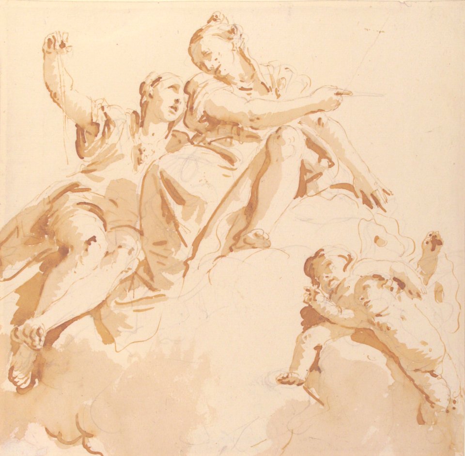 Two Women Seated on a Cloud, and Two Putti MET 37.165.22
