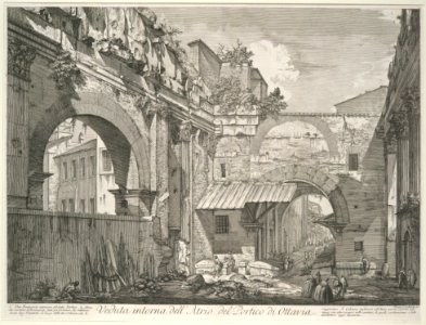 Veduta interna dell'Atrio del Portico di Ottavia (Internal View of the Atrium of the Portico of Octavia), in- 'Vedute di Roma' (Views of Rome) MET DP104276