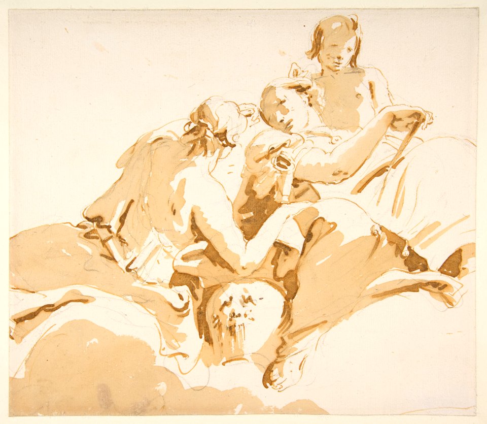 Two Seated Women and a Boy on Clouds MET DP811905