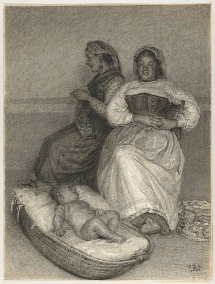 Two Seated Italian Women with a Baby in a Cradle MET DP854829