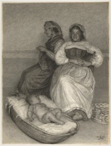 Two Seated Italian Women with a Baby in a Cradle MET DP854829