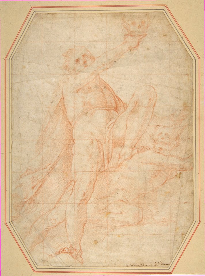 Two Nudes Seen from Below (recto); Male Figure with Upraised Arm (verso) MET DP811479