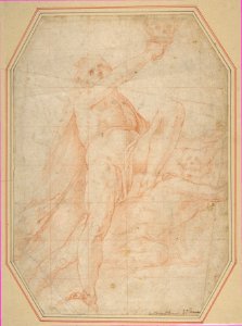 Two Nudes Seen from Below (recto); Male Figure with Upraised Arm (verso) MET DP811479
