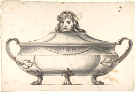 Tureen, Finial with Mask MET DP803893. Free illustration for personal and commercial use.