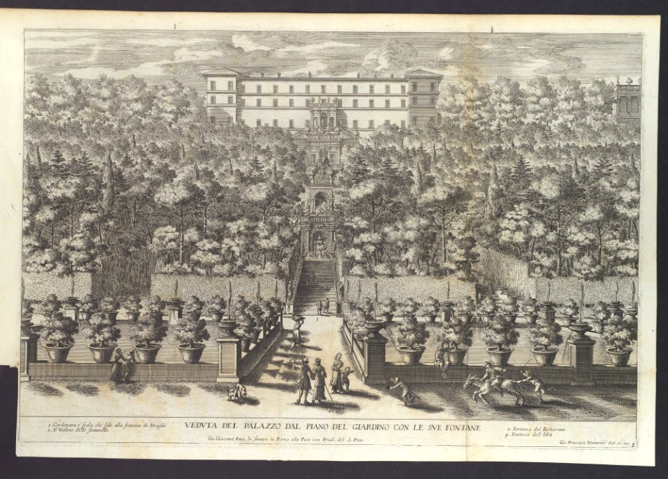 Veduta del Palazzo dal Piano del Giardino con le sue Fontane, from 'La Fontane di Roma nelle Piazze e Luoghi Publici (...)', part 4, 'Le Fontane del Giardino Estense in Tivoli' (plate 3) MET DP109522