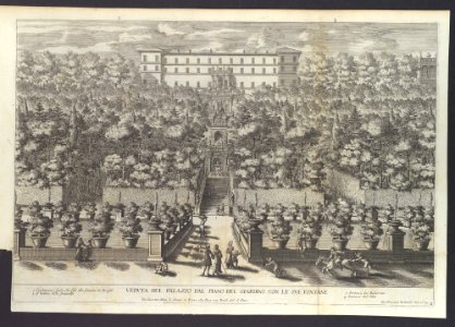 Veduta del Palazzo dal Piano del Giardino con le sue Fontane, from 'La Fontane di Roma nelle Piazze e Luoghi Publici (...)', part 4, 'Le Fontane del Giardino Estense in Tivoli' (plate 3) MET DP109522