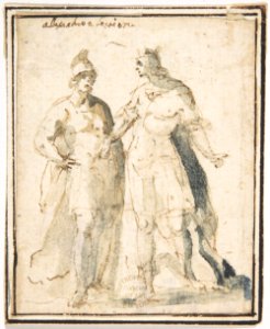 Two Standing Male Figures in Antique Military Costume MET DP807578