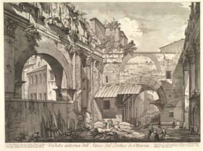 Veduta interna dell'Atrio del Portico di Ottavia (Internal View of the Atrium of the Portico of Octavia), in- 'Vedute di Roma' (Views of Rome) MET DP828289