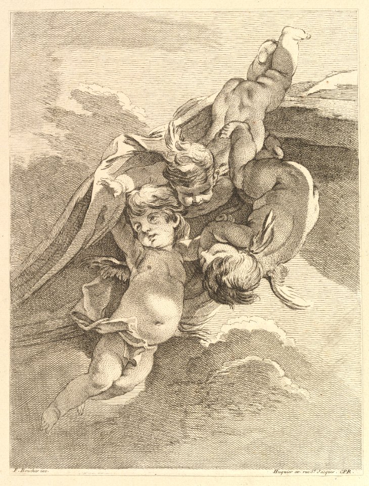 Trois Amours soutenant une draperie (Three Loves Holding a Drapery), from Premier Livre de Groupes d'Enfans (First Book of Groups of Children) MET DP825511