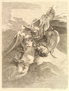 Trois Amours soutenant une draperie (Three Loves Holding a Drapery), from Premier Livre de Groupes d'Enfans (First Book of Groups of Children) MET DP825511