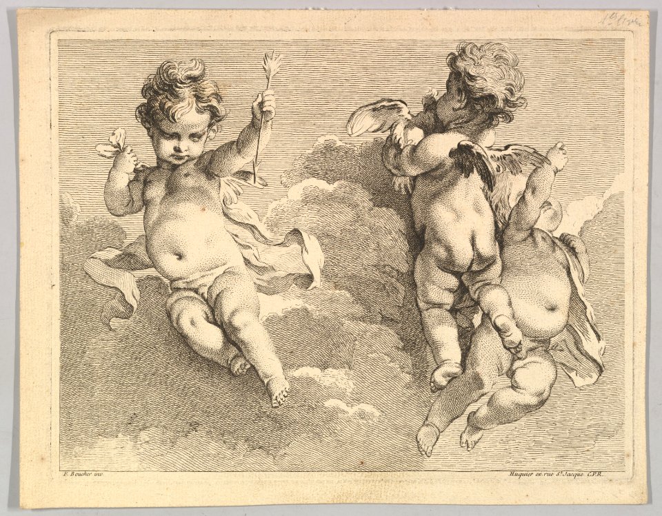 Trois Amours dont un tient une flèche (Three Loves, one of which holds an arrow), from Premiere Livre de Groupes d'Enfans (First Book of Groups of Children) MET DP825510
