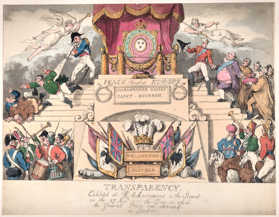 Transparency Exhibited at R. Ackermann's in the Strand on the 27th November 1815, the Day on which the General Peace was Celebrated in London MET DP881814