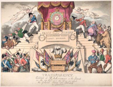 Transparency Exhibited at R. Ackermann's in the Strand on the 27th November 1815, the Day on which the General Peace was Celebrated in London MET DP881814