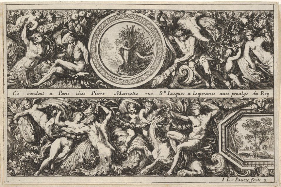 Two Designs for Friezes with Medallions, from- Frises, feuillages ou tritons marins antiques et modernes MET DP834192