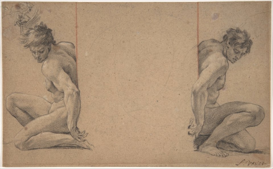 Two Crouching Nude Male Figures MET DP808440