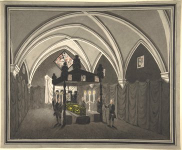 Vaulted Interior with Catalfalque, Coffin and Attendants MET DP805911