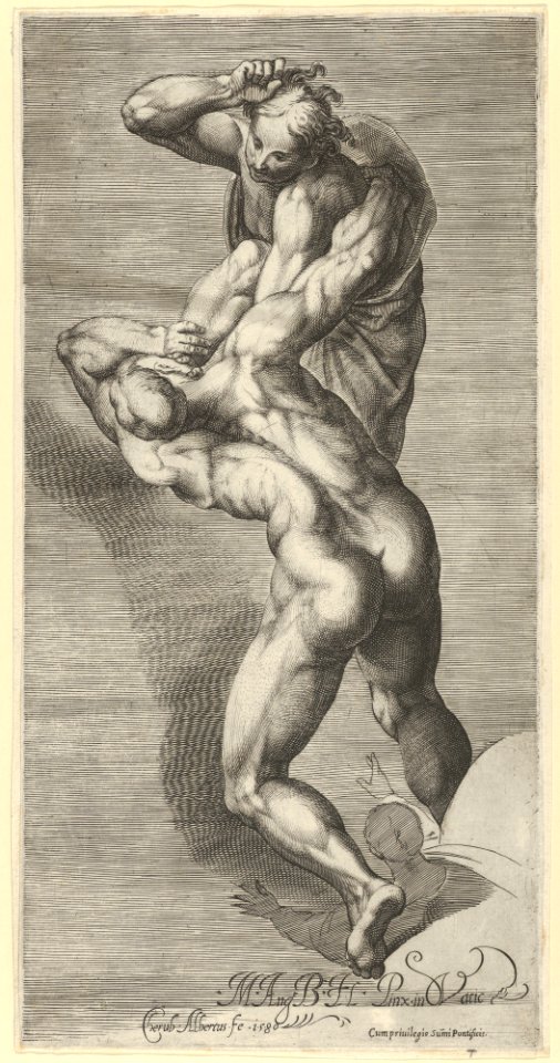 Two damned souls fighting, after Michelangelo's 'The Last Judgment' fresco in the Sistine Chapel MET DP836920