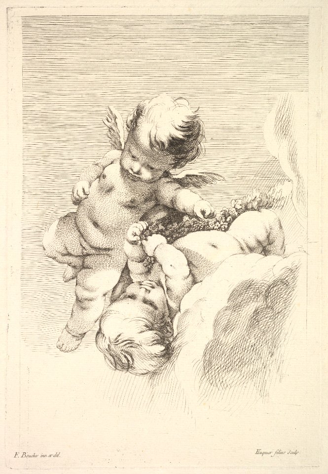 Two Cupids, One Holding a Wreath MET DP826229