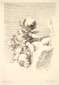 Two Cupids, One Holding a Wreath MET DP826229