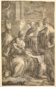 Various Saints Witnessing John the Baptist's Homage to the Infant Christ MET DP823442