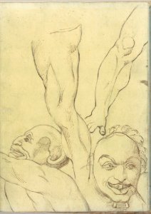 Two Demons and Two Legs, probably after Michelangelo (Smaller Italian Sketchbook, leaf 16 recto) MET DP269424
