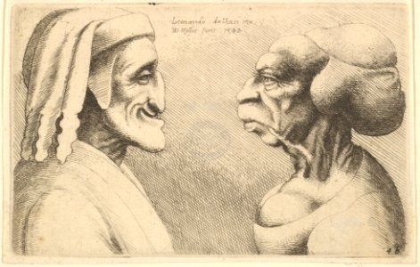 Two deformed heads (the figure on the left is possibly a caricature of Dante) MET DP823737