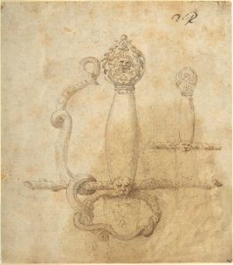 Two Designs for the Hilt of a Sword (recto); Two Designs for Helmets (verso) MET DP801991