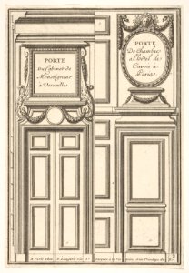 Two Designs for Doors, one at Versailles and one at the Hotel Cavois in Paris, plate II from the Series 'Portes a Placard et Lambris', published as part of 'L'Architecture à la Mode' MET DP834186