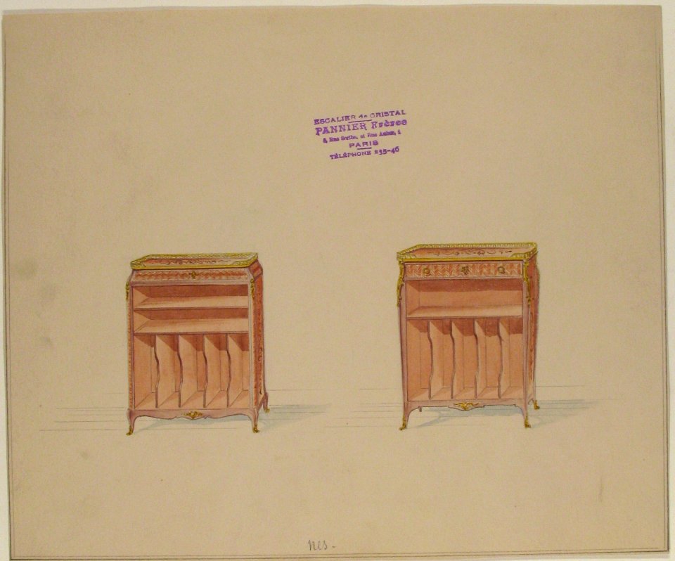 Two Designs for Tables with Shelves and Dividers MET 51.644.284