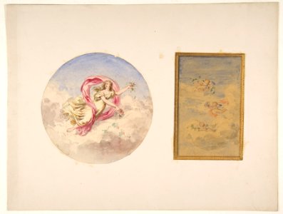 Two designs for the decoration of ceilings with figures in clouds MET DP811817