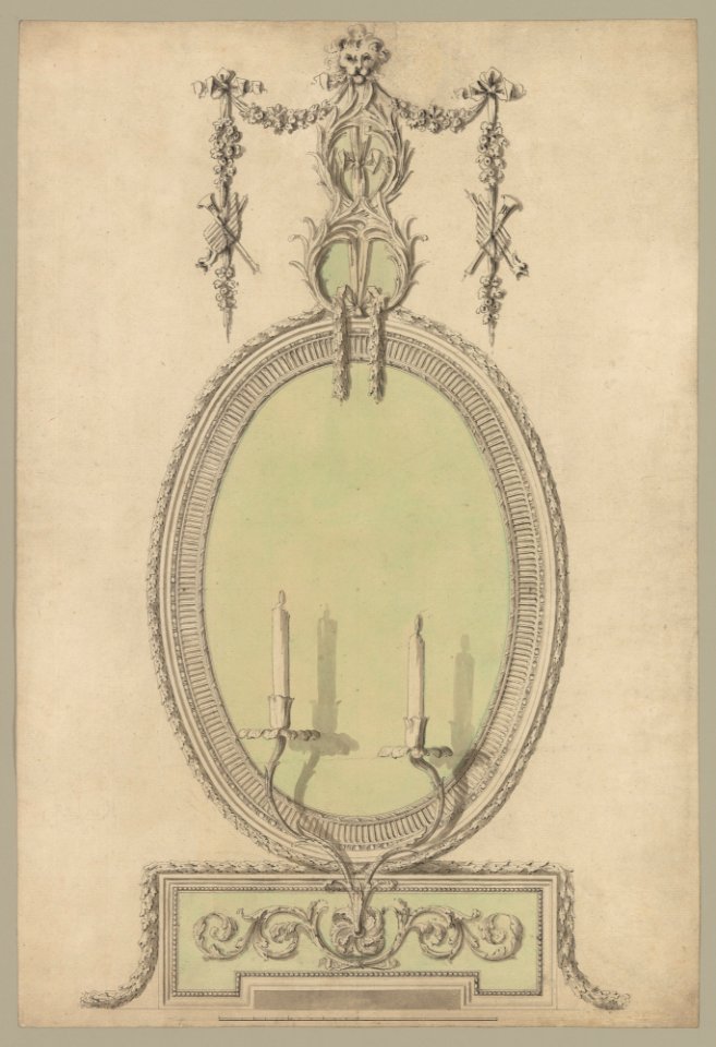 Two Designs for an Overmantel Glass (Verso- Partial Floor plan) MET DP244882