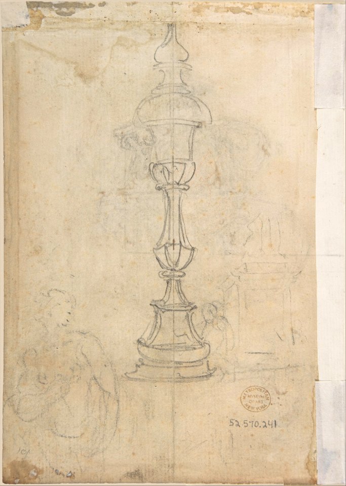 Two Designs for Vases (recto); Design for Candle Stick (?) (verso) MET DP809566