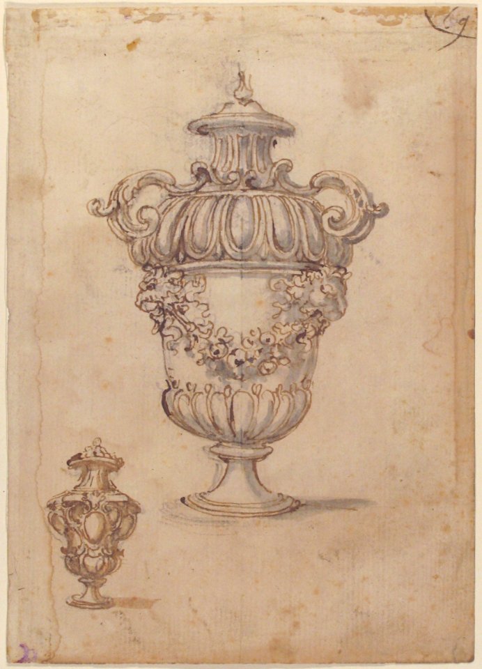 Two Designs for Vases (recto); Design for Candle Stick (?) (verso) MET 52.570.241 RECTO