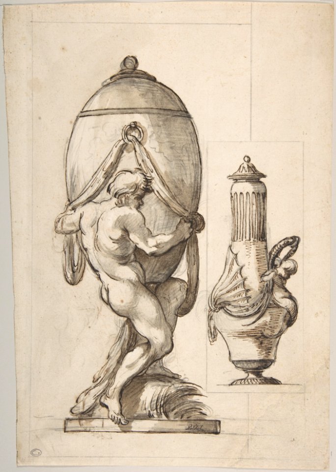 Two Designs for Vases (recto); Variant Design for a Vase (verso) MET DP807917