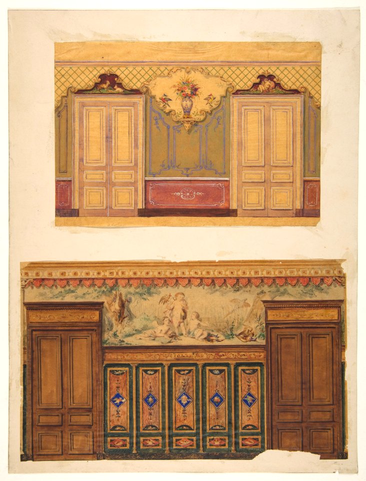 Two Designs for the decoration of walls pierced by pairs of double doors MET DP811571
