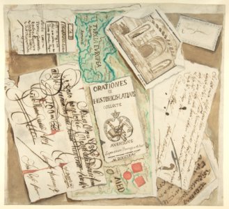 Trompe l'Oeil Design Including Bills, Calling Cards, an Etching, a Map etc. MET DP803742