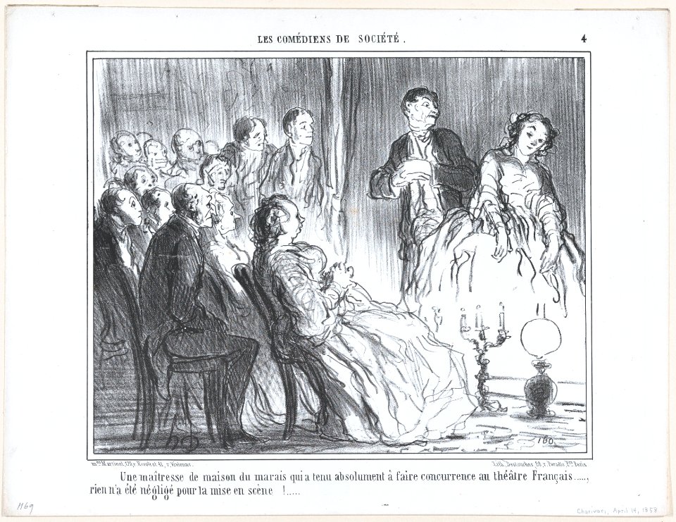 Une maîtresse de maison du marais..., from Les Comédiens de Société, published in Le Charivari, April 14, 1858 MET DP876695