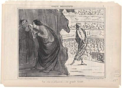 Une reine se préparant a une grande tirade, from Croquis Dramatiques, published in Le Charivari, September 24, 1856 MET DP876510