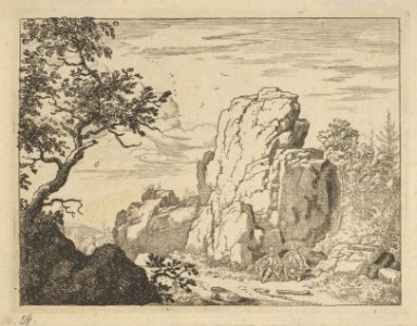 Two Men Seated at the Foot of a High Rock MET DP837601