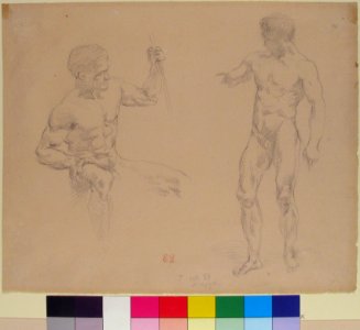 Two Male Nudes, Seated and Standing, after photographs of models by Eugène Durieu MET 2004.425