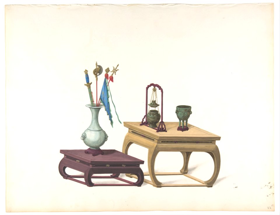 Two Low Tables with Ornamental Objects MET DP807512