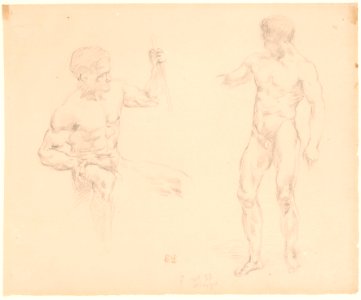 Two Male Nudes, Seated and Standing, after photographs of models by Eugène Durieu MET DP164267