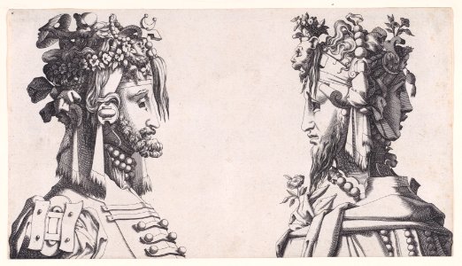 Two Male Busts with Head-dresses for the Ballet Met DP889693